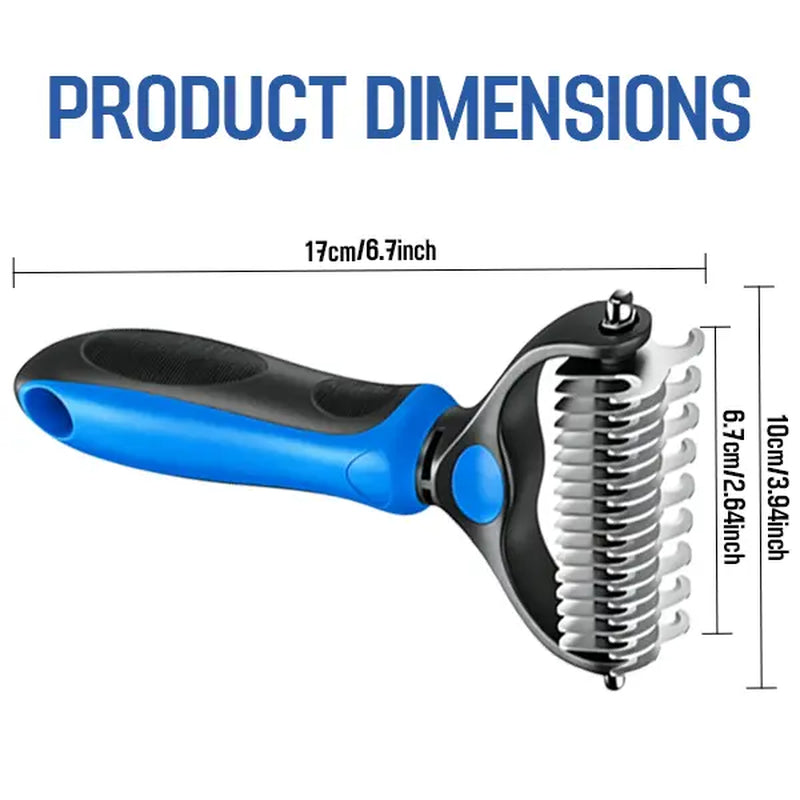 Double Sided Undercoat Rake for Dogs Cats – Deshedding Dematting Brush, 17+9 Teeth Pet Grooming Comb Removes Tangles & Loose Hair, Reduces Shedding 95%, Ergonomic Non-Slip Handle, Extra-Wide Pet Self Grooming Tool Christmas Pet Supplies Gift