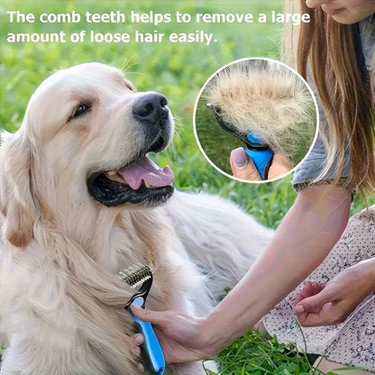 Double Sided Undercoat Rake for Dogs Cats – Deshedding Dematting Brush, 17+9 Teeth Pet Grooming Comb Removes Tangles & Loose Hair, Reduces Shedding 95%, Ergonomic Non-Slip Handle, Extra-Wide Pet Self Grooming Tool Christmas Pet Supplies Gift