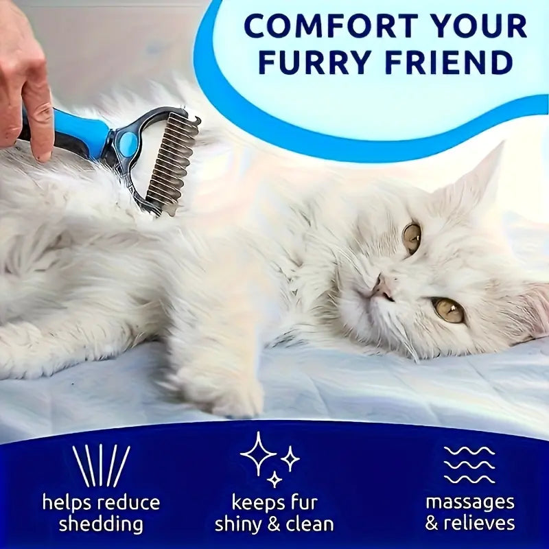 Double Sided Undercoat Rake for Dogs Cats – Deshedding Dematting Brush, 17+9 Teeth Pet Grooming Comb Removes Tangles & Loose Hair, Reduces Shedding 95%, Ergonomic Non-Slip Handle, Extra-Wide Pet Self Grooming Tool Christmas Pet Supplies Gift